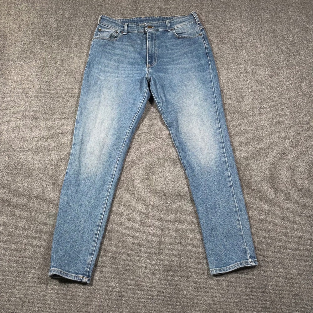 SER.O.YA Diego Tapered Crop Jeans Womens 30 Split Hem Blue Denim Made In Italy‎